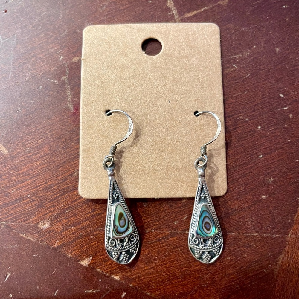 Vintage Marsala Company Abalone Teardrop Dangly Earrings